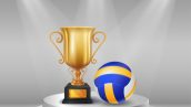Freepik Trophy And Volleyball With Winner Background Illustration