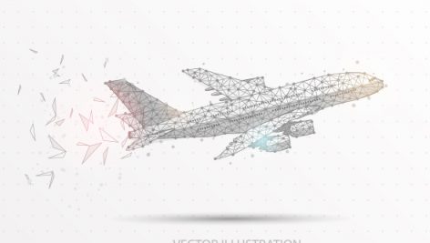 Freepik Airplane Digitally Drawn Low Poly Triangle Wire Frame