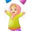 Freepik Cartoon Muslim Girl Holding Balloon
