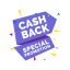 Freepik Cash Back Special Promotion Lettering On Violet Origami Ribbon With Colorful Triangles