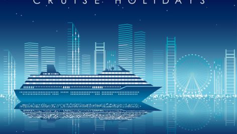 Freepik Cruise Liner And Cityscape At Night With Text Space