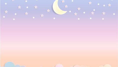Freepik Cute Cartoon Moon Sky With Fluffy Clouds In Pastel Colors