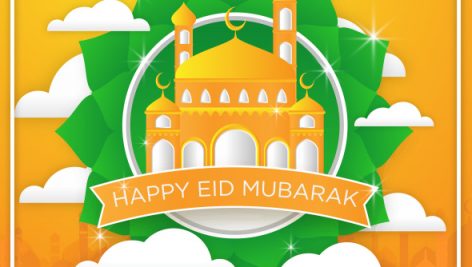 Freepik Eid Mubarak Greeting Card With Mosque Illustration