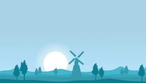 Freepik Flat Of Windmill On Farm Silhouettes