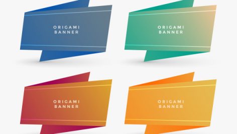 Freepik Four Origami Banners With Text Space
