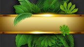 Freepik Golden Banner With Text Space Of Tropical Leaves