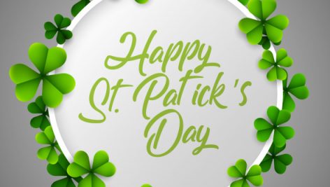 Freepik Happy St Patric S Day In Circle Clover Leaves On Gray Background