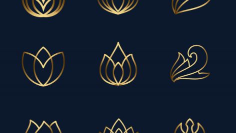 Freepik Lotus Line Icon Set