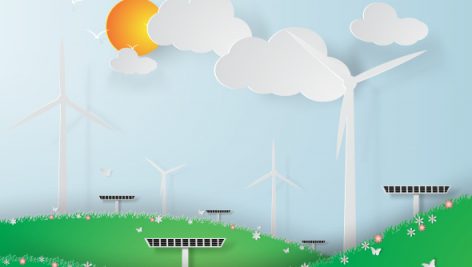 Freepik Paper Art Of Green Wind Turbine Solar Energy Panel