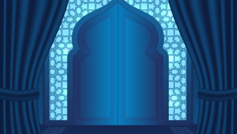 Freepik Ramadan Kareem Greeting Card Islamic Interior Mosque Door Illustration