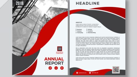Freepik Red Abstract Design Annual Report Flyer Template