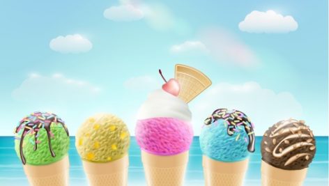 Freepik Set Of Real Ice Cream Cone On Sea Sand Beach