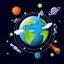 Freepik Space Theme With Satellites And Planets Around Earth