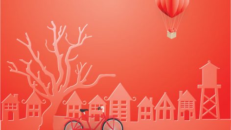 Freepik View Of Red Urban Countryside With Red Bicycle On The Street