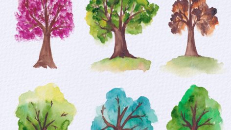 Freepik Watercolor Trees Set