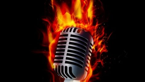 Freepik Fire Burning Microphone On Black Background