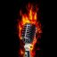 Freepik Fire Burning Microphone On Black Background