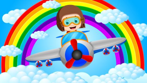 Freepik Funny Pilot Riding Plane With Rainbow Scenery