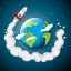 Freepik Rocket Ship Flying Around Earth
