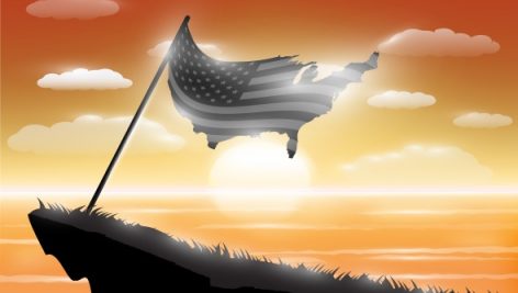 Freepik Silhouette United States Of America Flag On Cliff With Sunset Sea Background