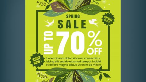 Freepik Spring Sale Poster Template With Leaves And Frame