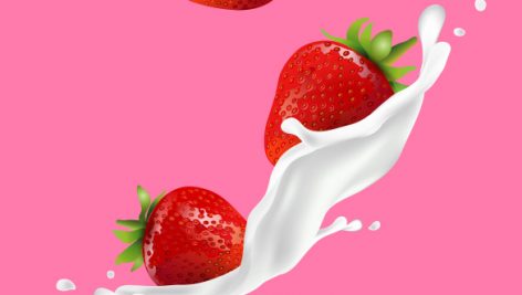 Freepik Strawberry Fruit And Splashes Of Milk