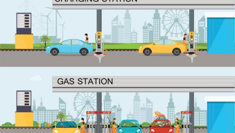 Freepik Two Horizontal Banners With Charging Station And Gasoline And Oil Station