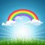 Freepik Vector Rainbow And Clouds Blue Sky And Grass
