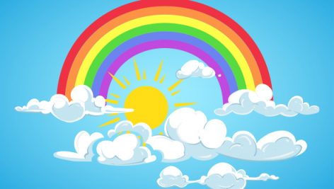 Freepik Vector Sun Rainbow And Clouds Blue Sky