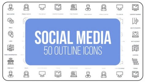 Preview Social Media 50 Thin Line Icons 23172157
