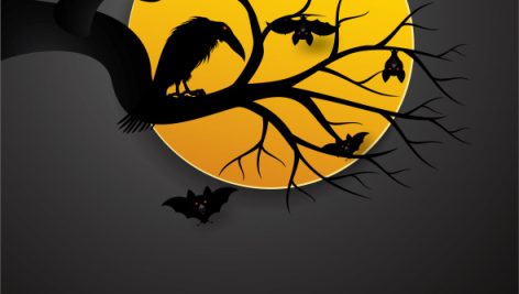 Freepik Halloween Bats And Crow At Night With Full Moon