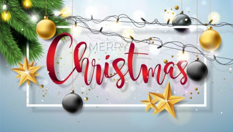 Freepik Merry Christmas Illustration On Shiny Background With Typography And Holiday Light Garland 2