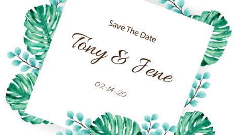 Freepik Wedding Invitation Card With Watercolor Green Leaves