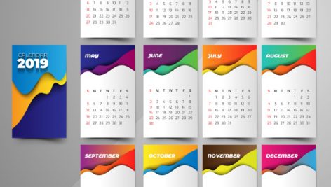 Freepik Calendar 2019 Trendy Gradients Origami Style