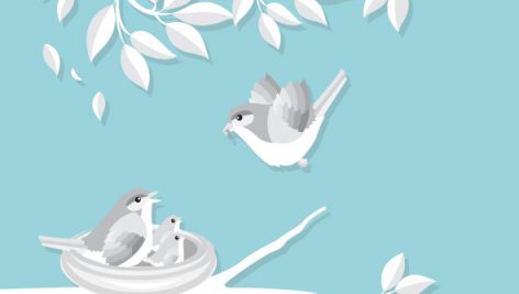 Freepik Family Bird Vector Illustration Paper Art Style