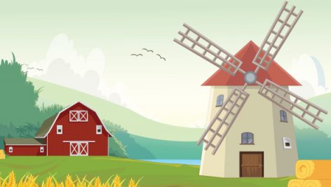Freepik Illustration Of Mountain Countryside Farm Barn With Windmill