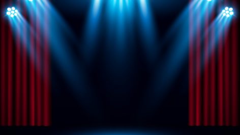 Freepik Red Stage Curtain With Blue Spotlight