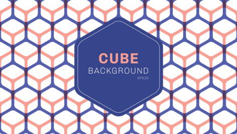 Abstract Blue And Pink Geometric Cube Pattern Hexagons