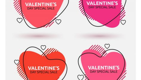 Abstract Heart Shaped Sale Banner Design Set
