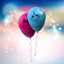 Blue And Pink Balloon With Funny Facial