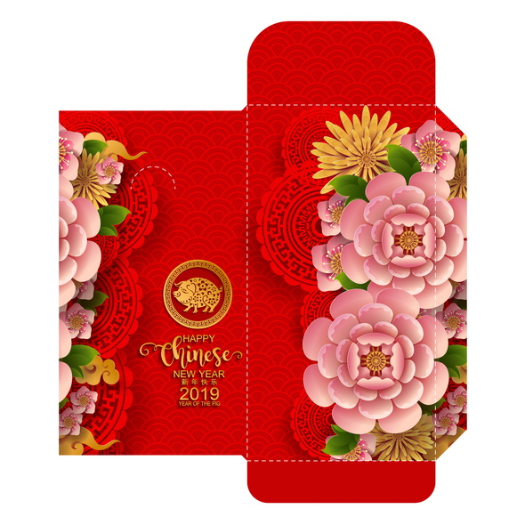 وکتور Chinese New Year 2019 Money Red Envelopes Packet