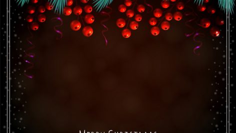 Christmas Brown Background With Berries