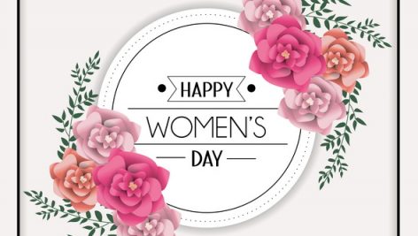 Circle Sticker To Womens Day Celebration With Roses
