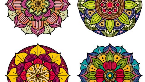 Color Mandalas Indian And Chinese Floral Vector Patterns