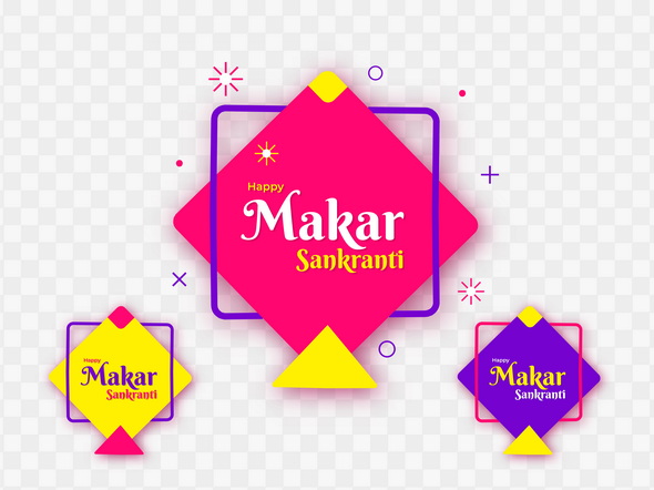 وکتور Colorful Kites Decorated On Png Background For Happy Makar Sankr