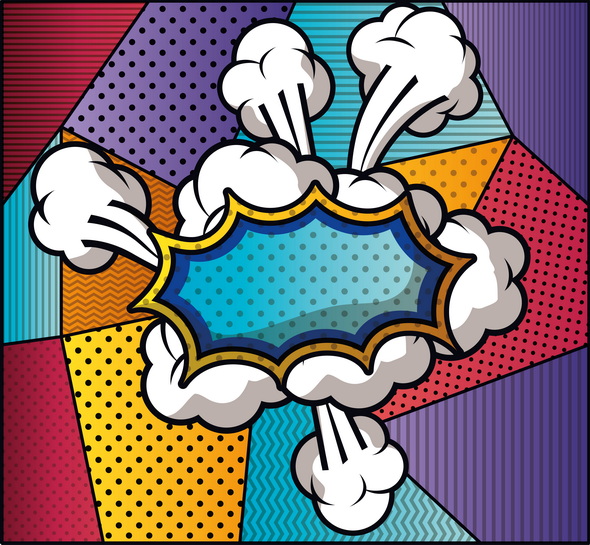 وکتور Expression Cloud With Set Patterns Pop Art Style