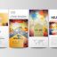 Flyers Set Modern Banners Cover Template Abstract Colorful Triangle Design