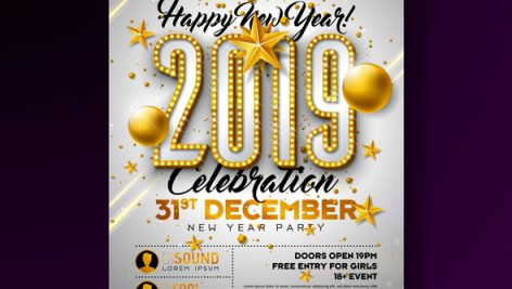 Freepik 2019 New Year Party Poster Design