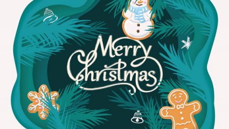 Freepik Layered Cut Out Paper Merry Christmas Card