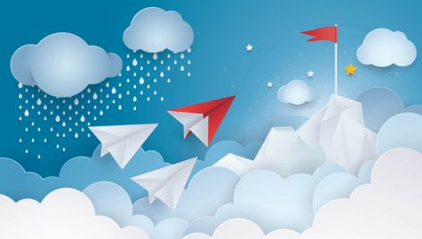 Freepik Paper Plane Flying To The Red Flag Top Of Mountain In Sky Cloud
